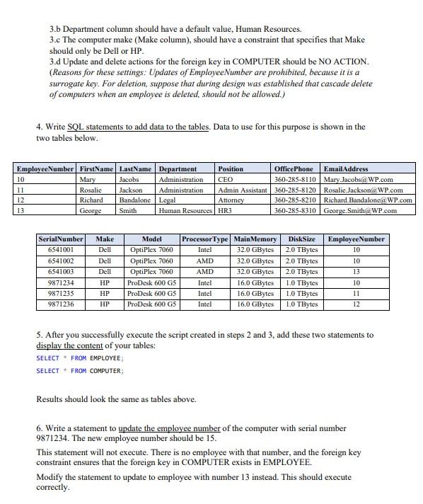 sql server assignment questions