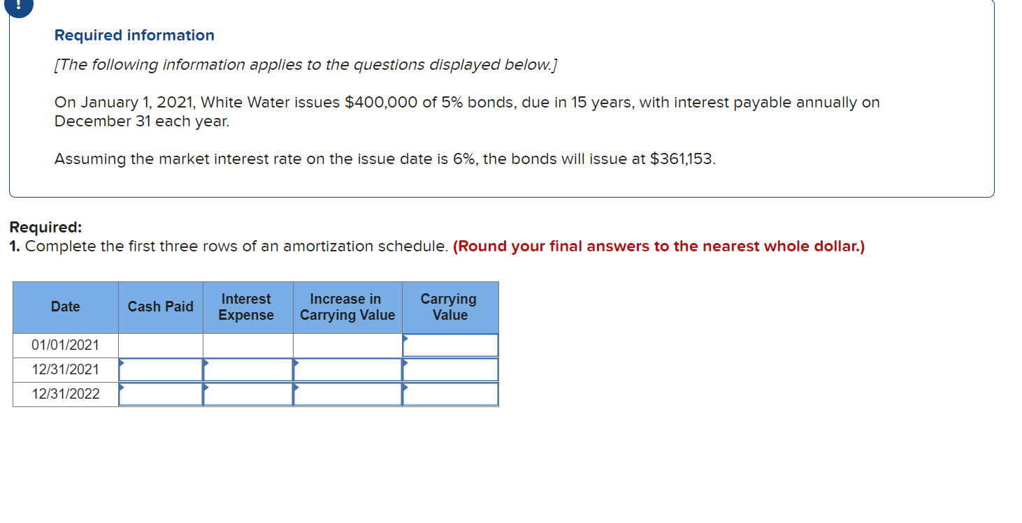 Solved On January 1, 2021, White Water issues 480,000 of 6