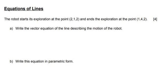 Solved Equations of Lines The robot starts its exploration | Chegg.com