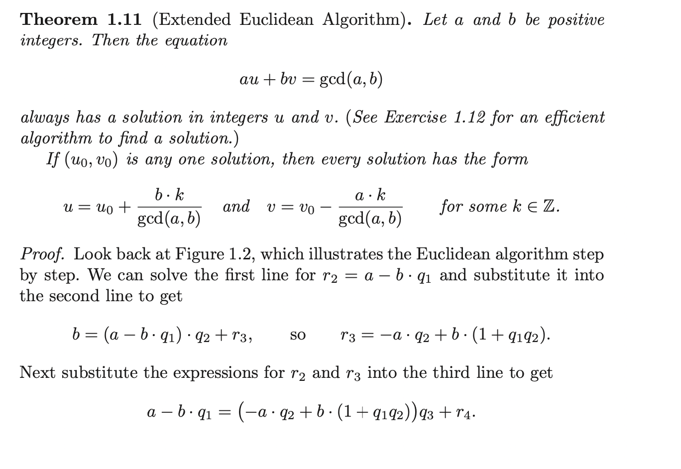 Solved Theorem 1.11 (Extended Euclidean Algorithm). Let A | Chegg.com