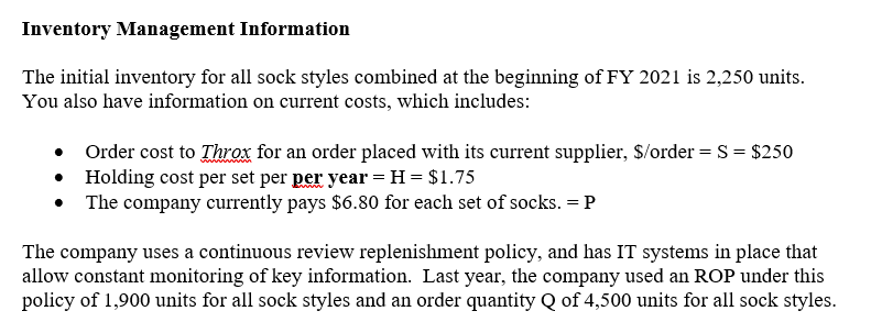 Calculate EOQ and ROP values for FY2021 based on your | Chegg.com