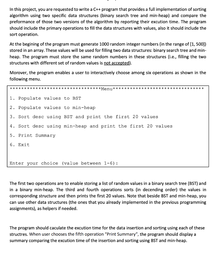 Solved In this project, you are requested to write a C++ | Chegg.com