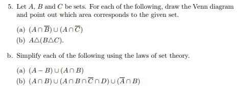 Solved 5. Let A, B And C Be Sets. For Each Of The Following, | Chegg.com