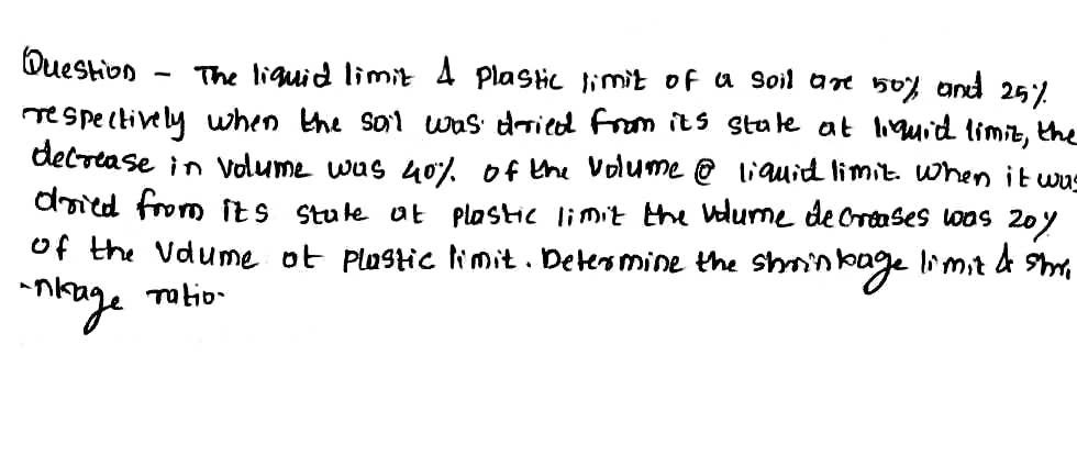 Solved Question The Liquid Limit 4 Plastic Limit Of A Soil Chegg Com   PhphEVv9s