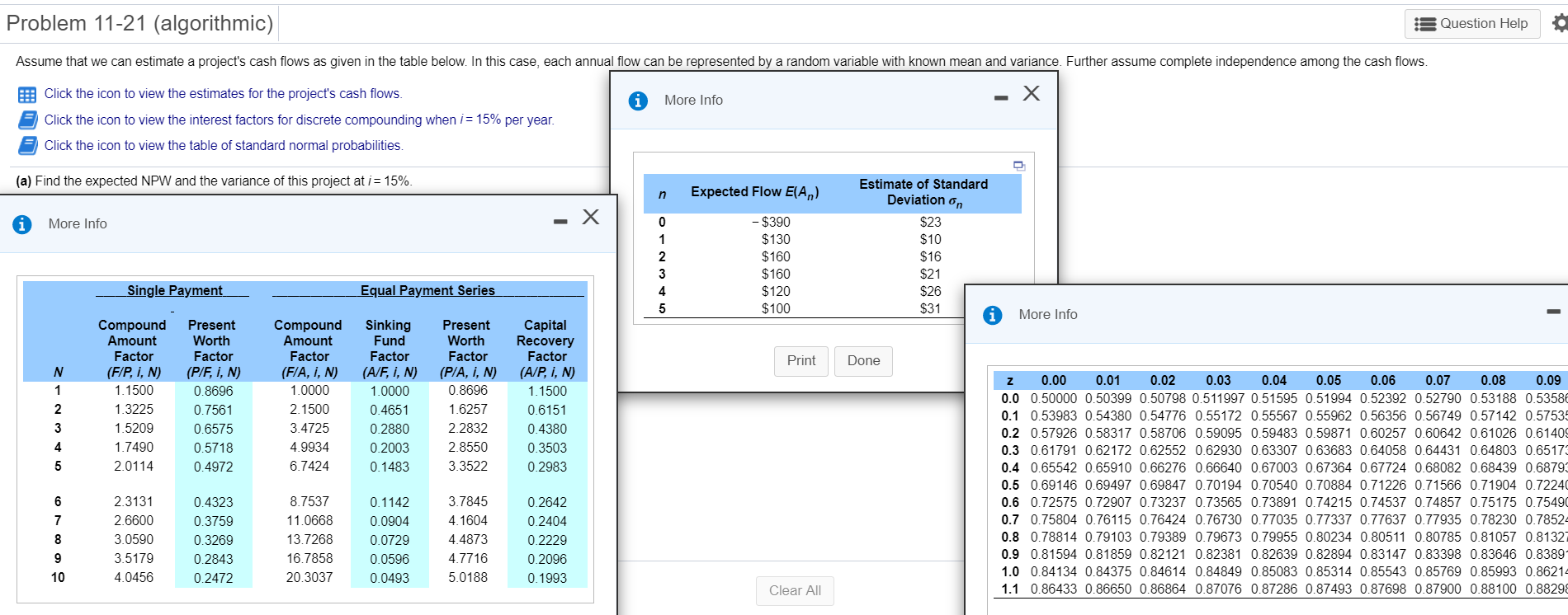 Problem 11-21 (algorithmic) | Question Help Assume | Chegg.com