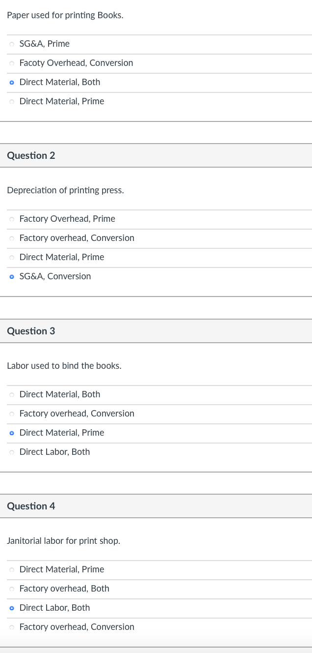 Solved Paper used for printing Books. SG&amp;A, Prime Facoty | Chegg.com