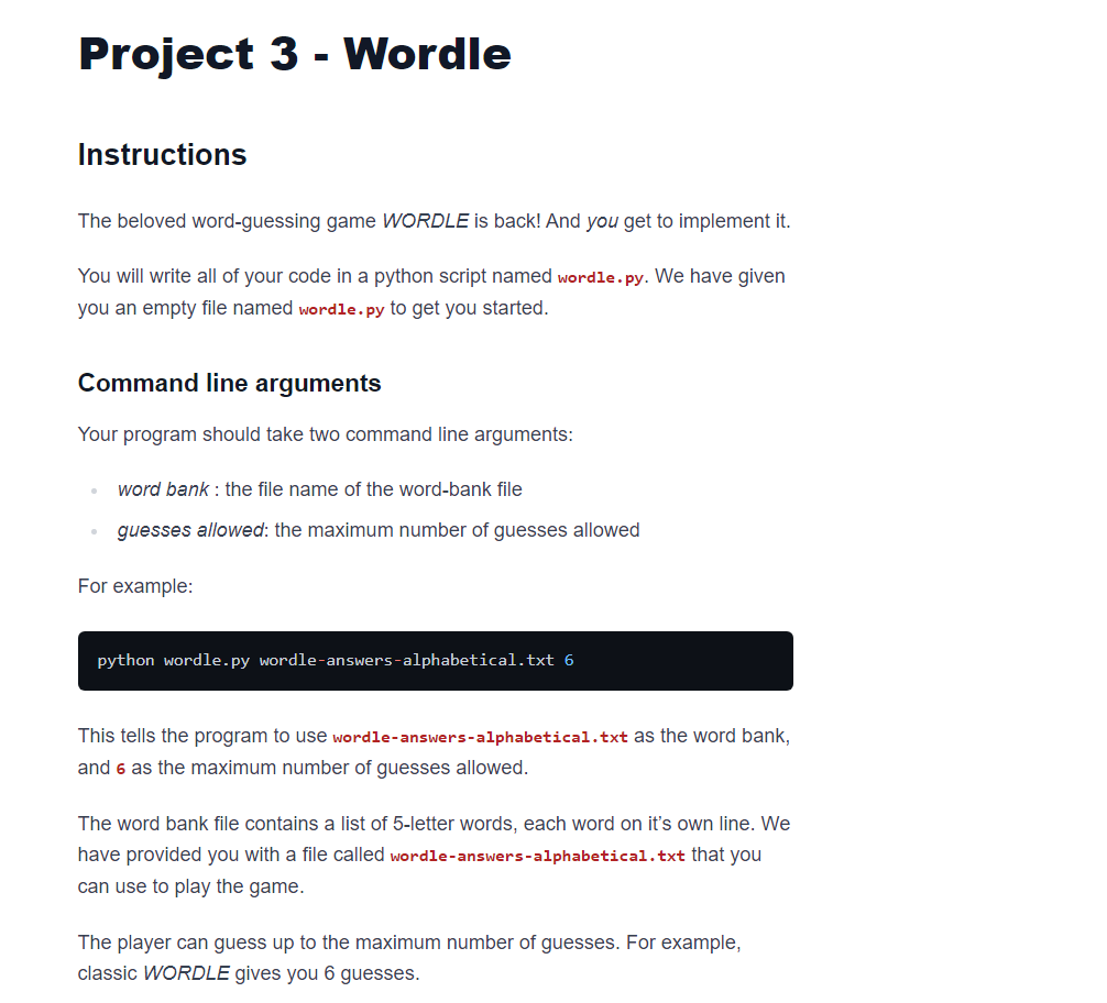 Solved Instructions The beloved word-guessing game WORDLE is | Chegg.com