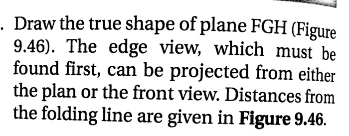 Solved Draw the true shape of plane FGH (Fi 9.46). The edge | Chegg.com