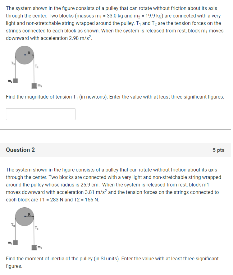 Solved The system shown in the figure consists of a pulley | Chegg.com