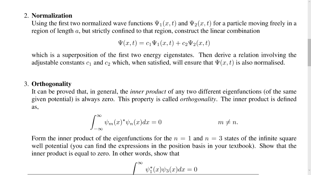 Solved 2. Normalization Using The First Two Normalized Wave | Chegg.com