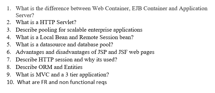 Solved 1. What is the difference between Web Container, EJB | Chegg.com