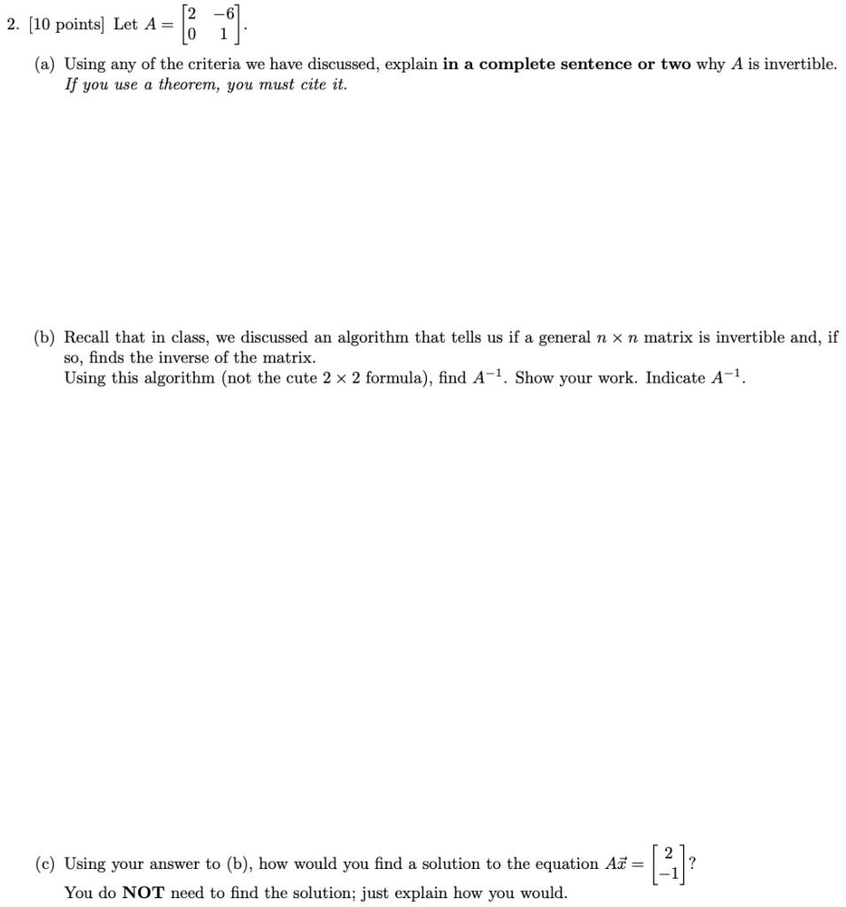 Solved THIS IS A LINEAR ALGEBRA QUESTION: Please answer this | Chegg.com