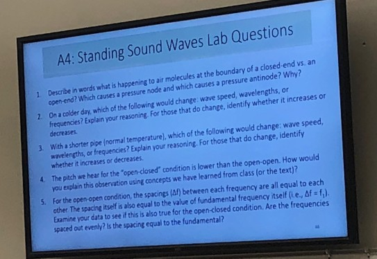 Solved A4: Standing Sound Waves Lab Questions 1 Describe In | Chegg.com