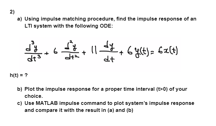 Solved 2) A) Using Impulse Matching Procedure, Find The | Chegg.com