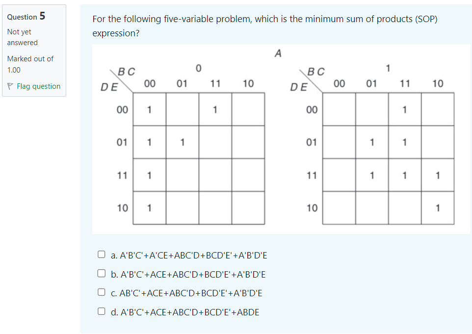 Solved For the following five-variable problem, which is the | Chegg.com