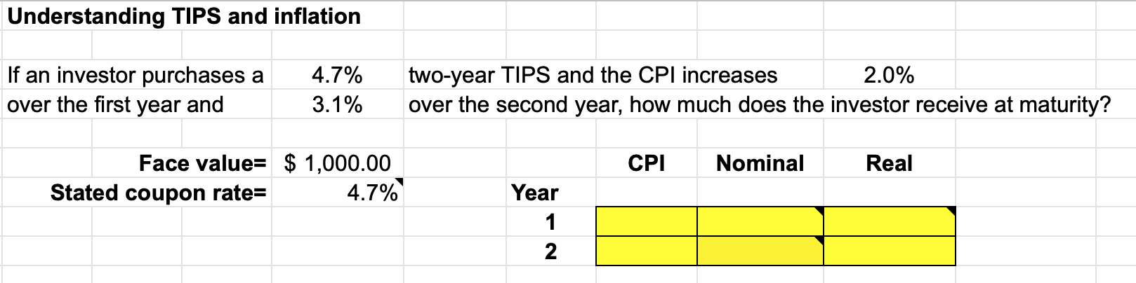 Understanding TIPS and inflation If an investor | Chegg.com