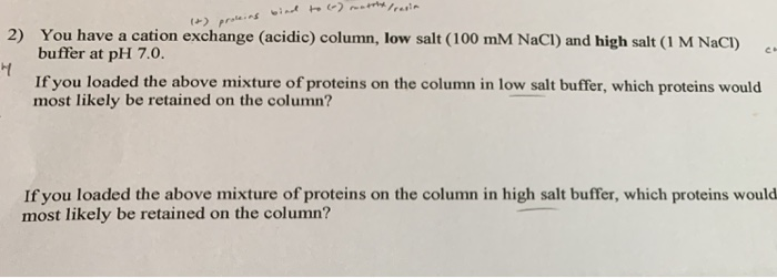 Acidic Column Solved 2) You have a cation exchange (acidic) column, low | Chegg.com