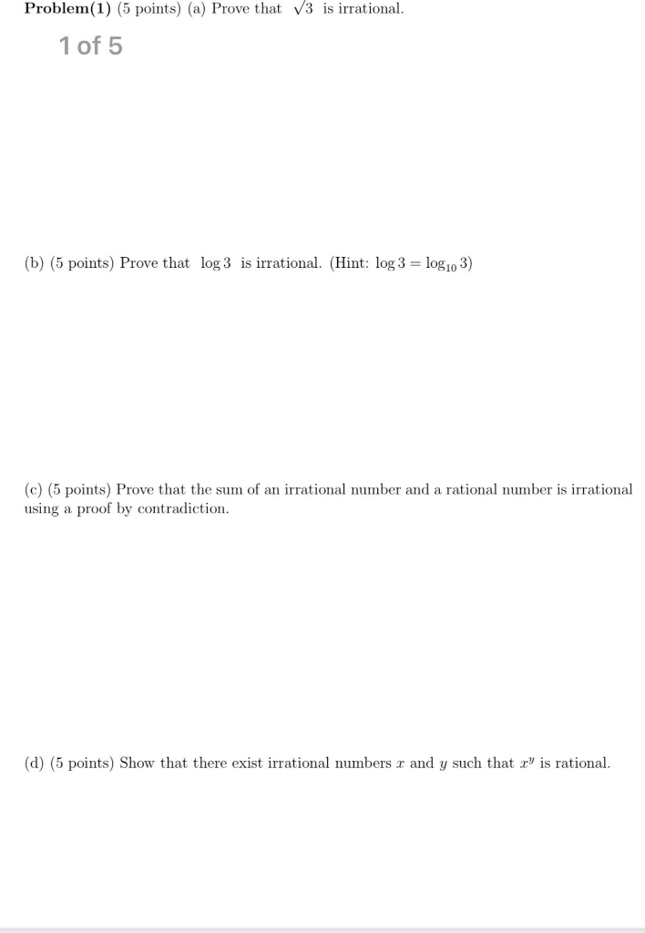 prove log 5 base 3 is irrational