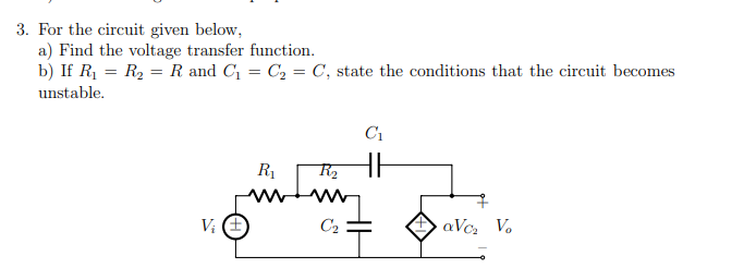 Solved 3. For the circuit given below, a) Find the voltage | Chegg.com