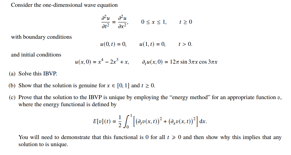 Solved Consider the one-dimensional wave equation du žu at2 | Chegg.com