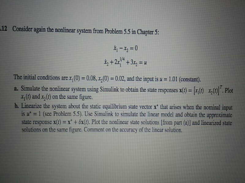 Solved 12 Consider again the nonlinear system from Problem | Chegg.com
