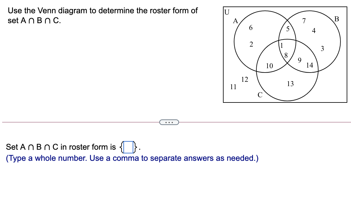 Solved U Use the Venn diagram to determine the roster form | Chegg.com