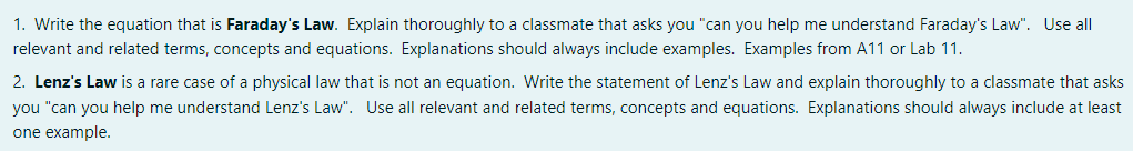 Solved 1. Write The Equation That Is Faraday's Law. Explain | Chegg.com