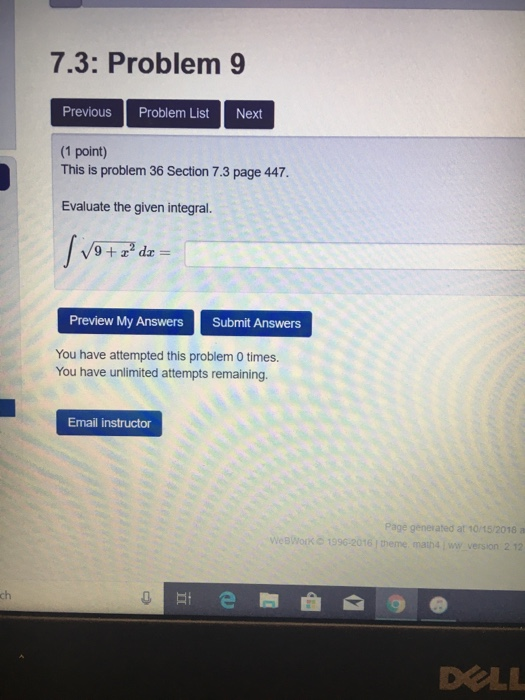 Solved 7.3: Problem 9 Previous Problem List Next (1 point) | Chegg.com
