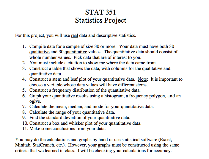 Statistics Project For Middle School