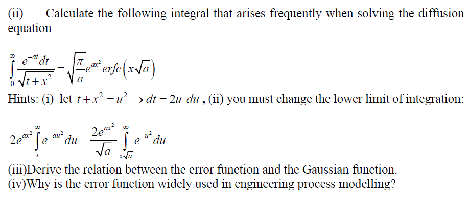 Solved (ii) Calculate the following integral that arises | Chegg.com