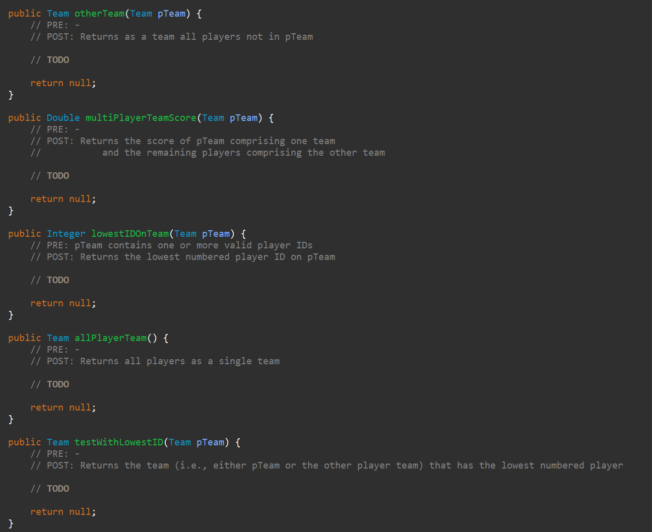 Solved Г5 Complete the following methods that provide some | Chegg.com