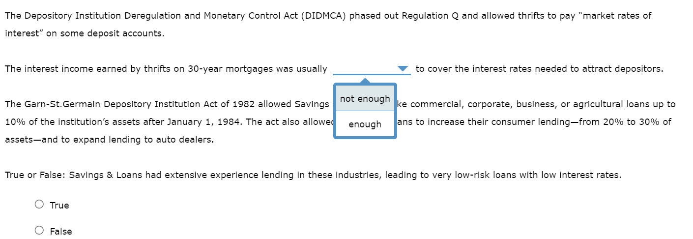 Solved The Depository Institution Deregulation and Monetary | Chegg.com