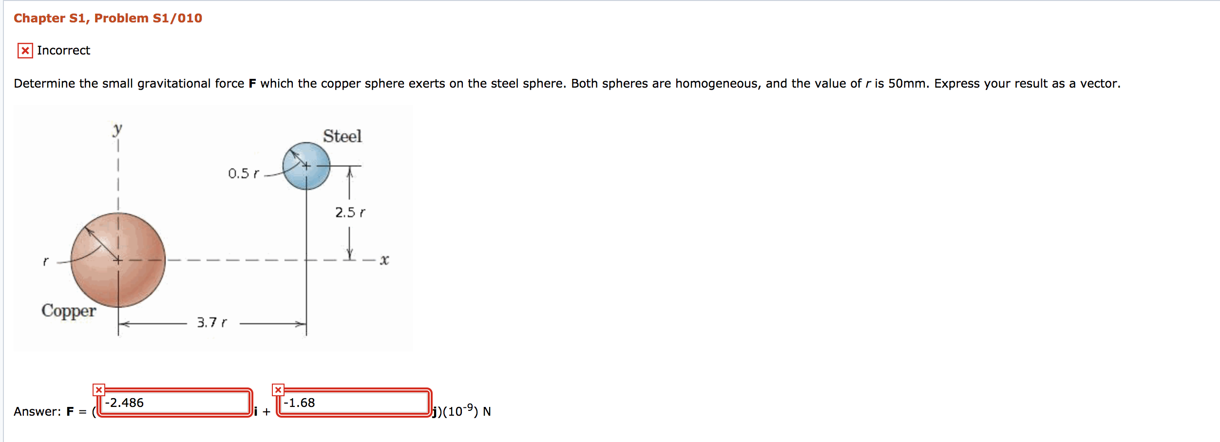 Solved Determine the small gravitational force F which the | Chegg.com