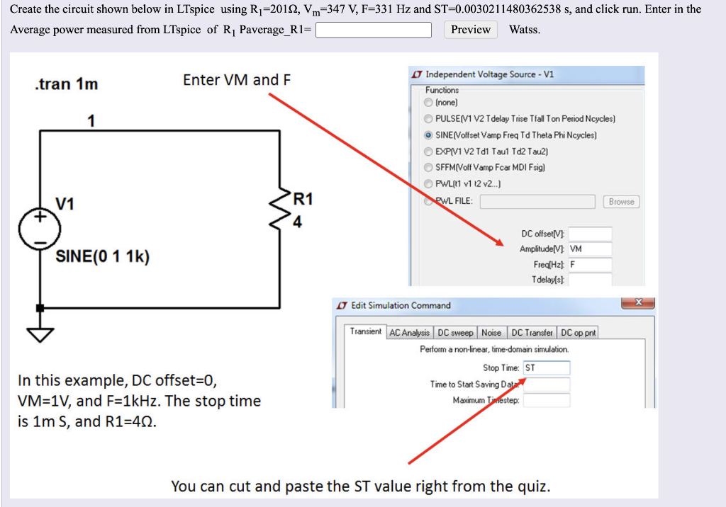 Solved Create the circuit shown below in LTspice using | Chegg.com