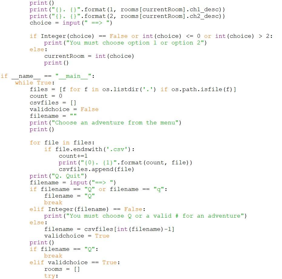 Solved How do I finish this code so that adventure two | Chegg.com