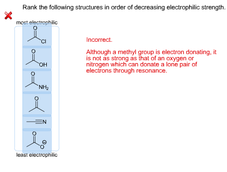 Rank The Following Structures In Order Of Decreasing Electrophile Strength