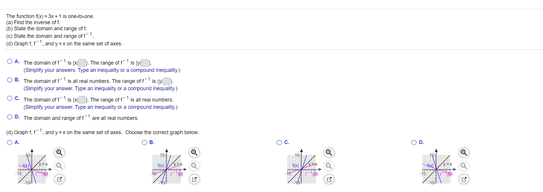 solved-the-function-f-x-3x-1-is-one-to-one-a-find-the-chegg