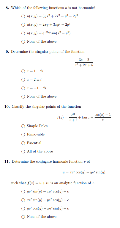 Solved 8. Which Of The Following Functions U Is Not 