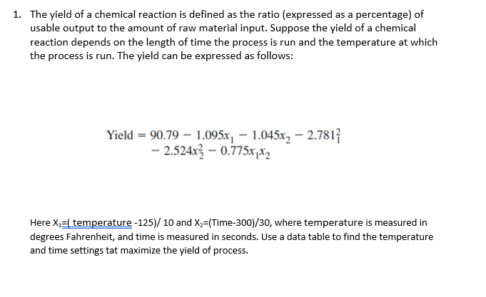 Solved 1 The Yield Of A Chemical Reaction Is Defined As The Chegg