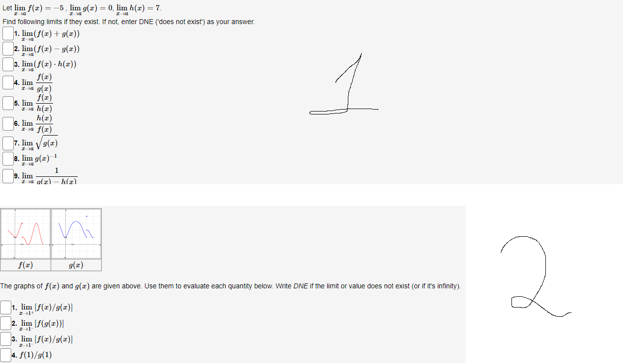 Solved Let Lim F(x) = -5, Lim G(x) = 0, Lim H(x) = 7. I→a I | Chegg.com