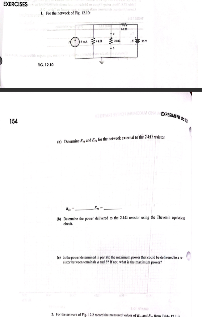 Solved EXERCISES 1. For the network of Fig. 12.10 STAT w 6k
