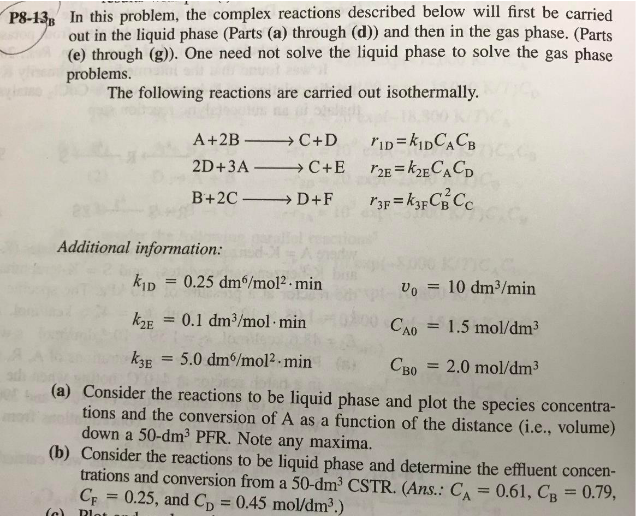 Solved In this problem, the complex reactions described | Chegg.com