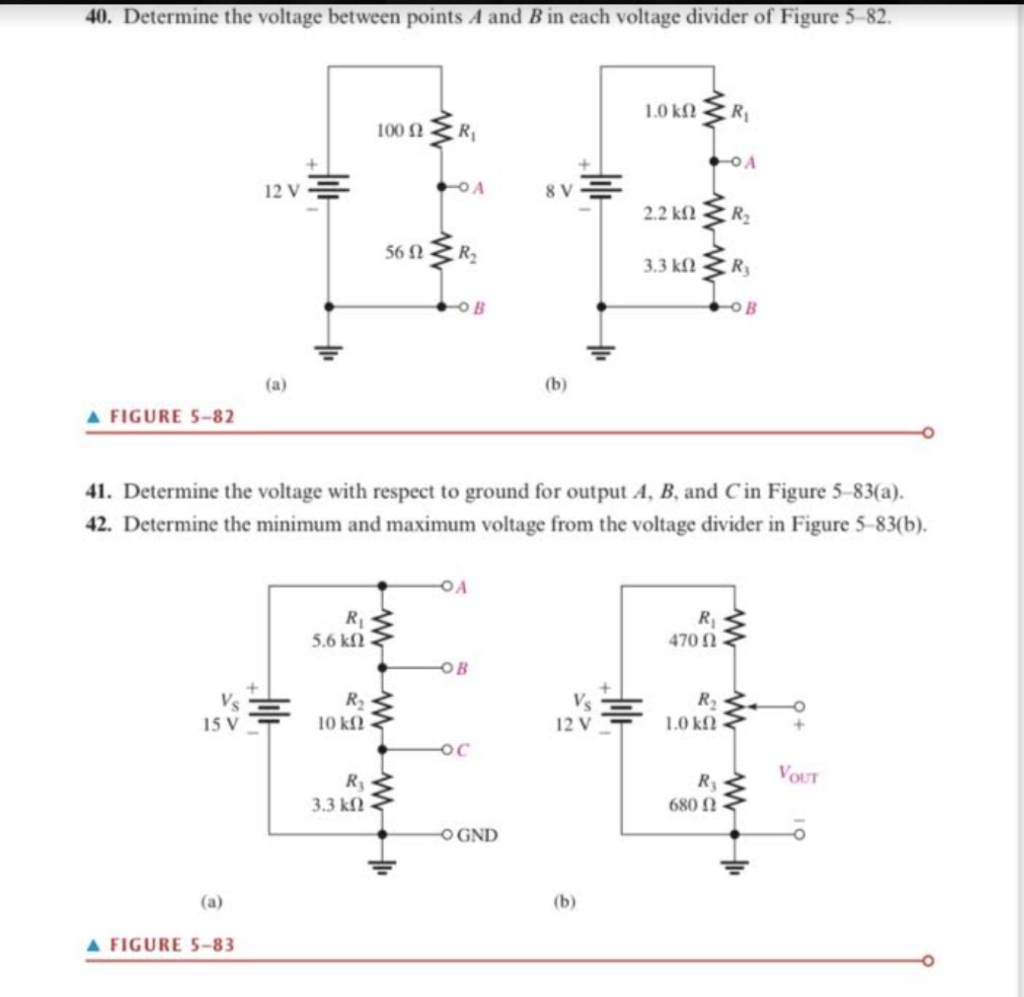 Solved 40. Determine the voltage between points A and B in | Chegg.com