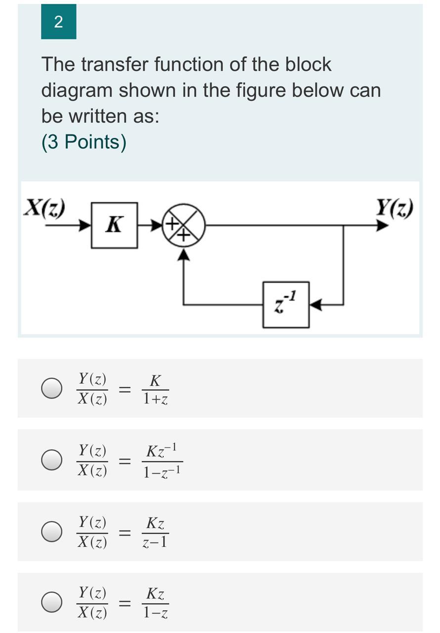 Solved 2 The transfer function of the block diagram shown in | Chegg.com