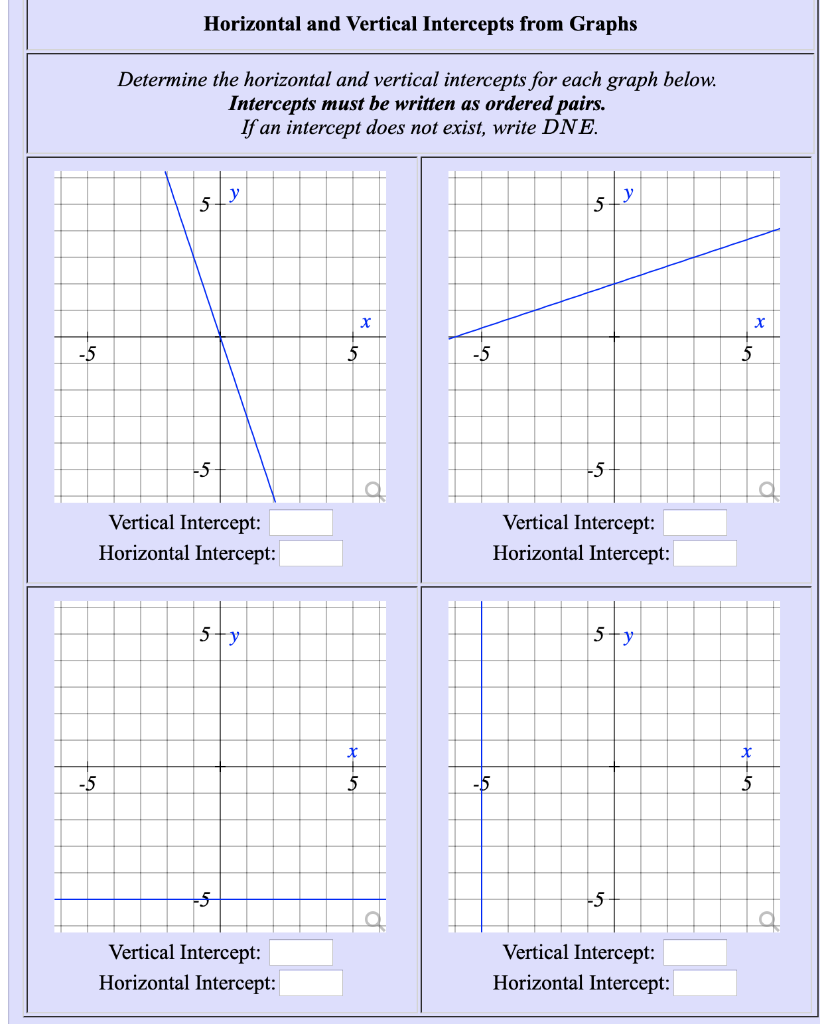 Solved Horizontal And Vertical Intercepts From Graphs 4476