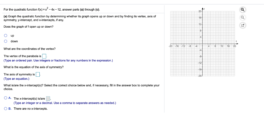 For The Quadratic Function F X X2 4x 12 Chegg Com