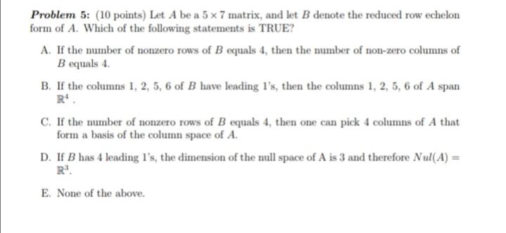 Solved Problem 4: (10 points) Which of the following | Chegg.com