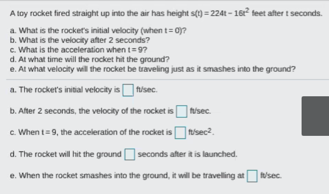 Solved A toy rocket fired straight up into the air has | Chegg.com