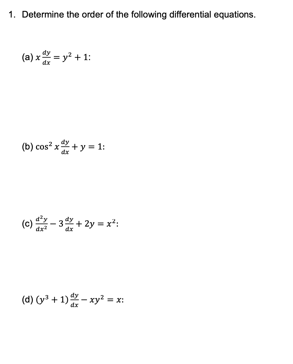 Solved Determine the order of the following differential | Chegg.com