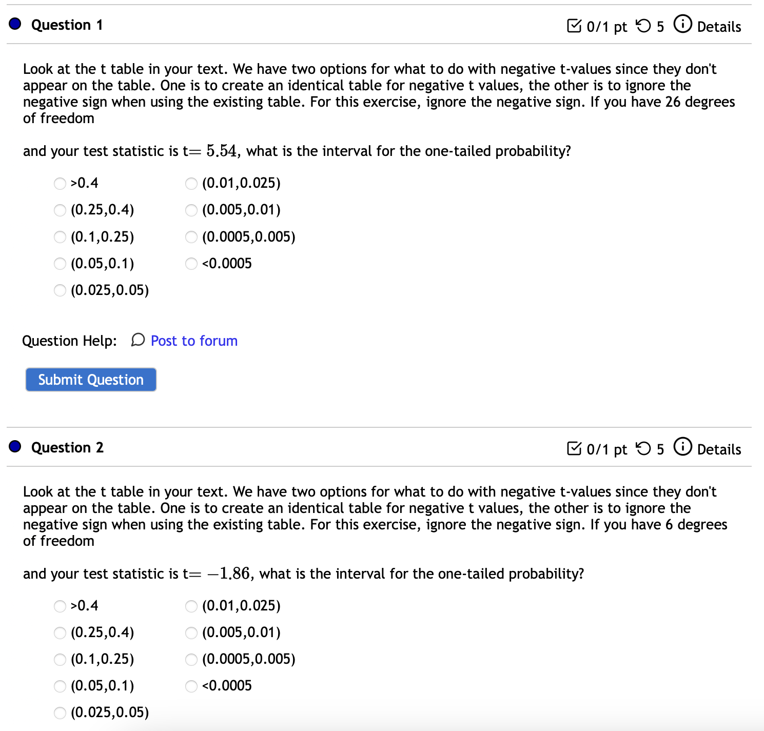 Solved Look at the t table in your text. We have two options | Chegg.com